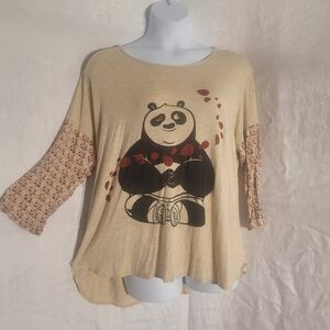 Dreamworks Tan Panda Graphic Long Sleeve Tee